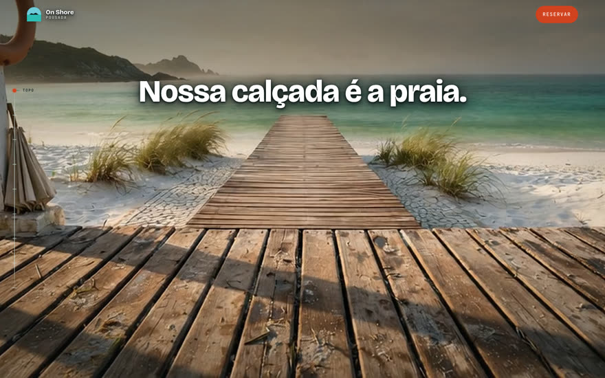 Site da Pousada On Shore, em Cabo Frio