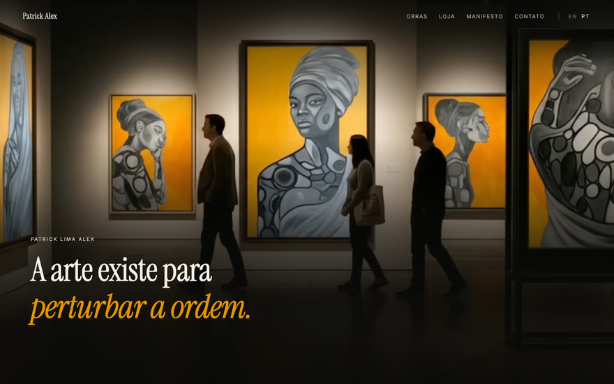 Site 3D da galeria do artista Patrick Alex